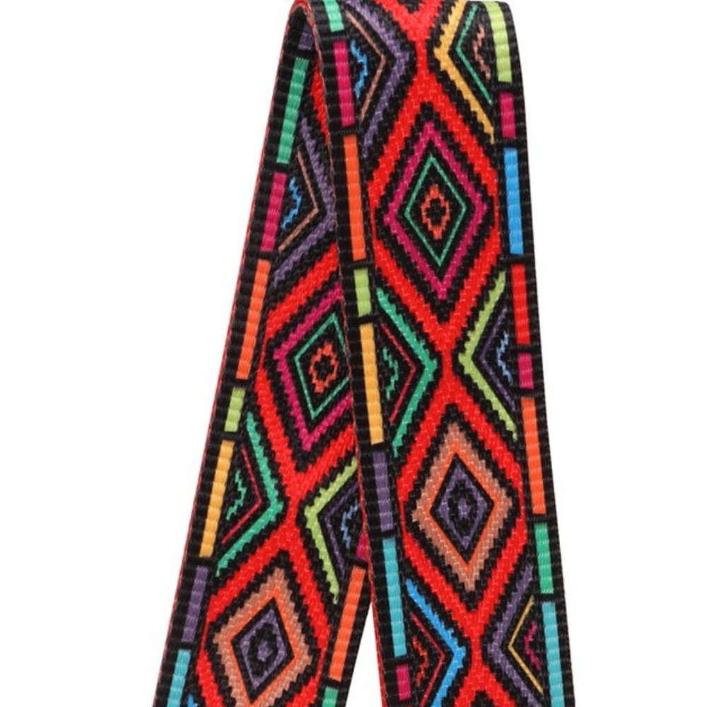 MONTANA WEST Aztec Print Guitar Style Purse Strap Adjustable Gold Tone Hardware - Picture 4 of 5